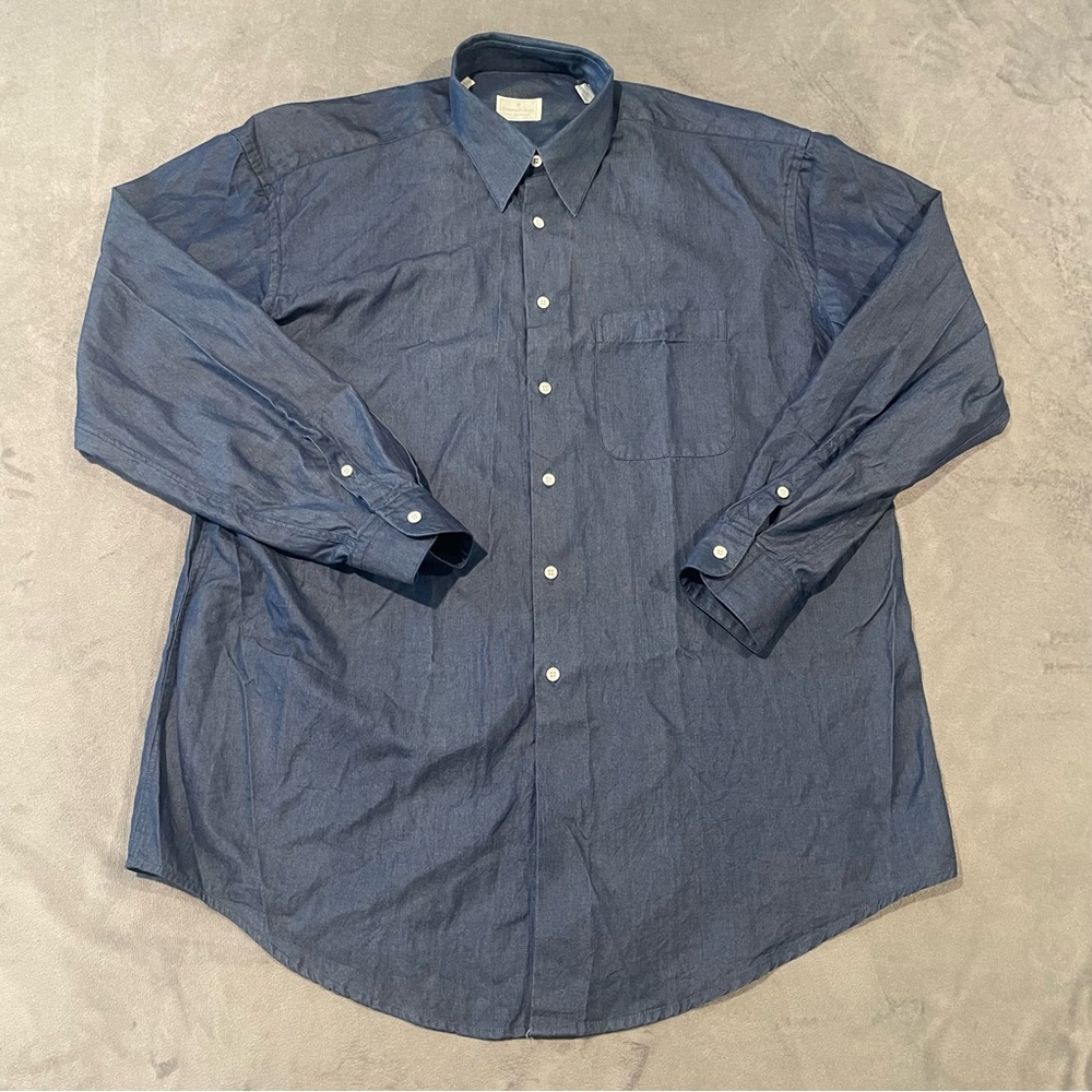 Ermenegildo Zegna Soft Dress Shirts Men Large 43 Blue Button Down Designer Italy